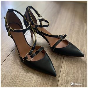 Missoni Pointed Toe Kitten Heel Black Leather Shoes Size 9 (40)